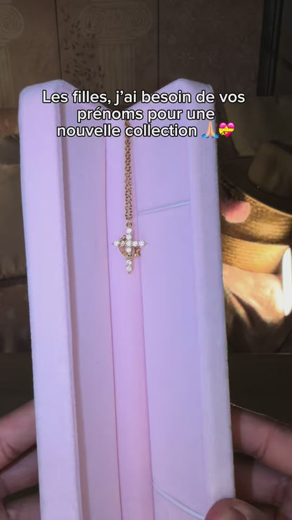Collier Croix & Couronne Rotative